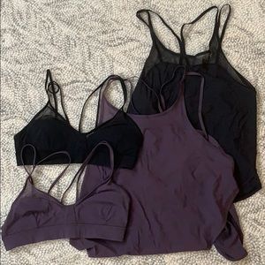 Lululemon tank & sports bras in black & purple set